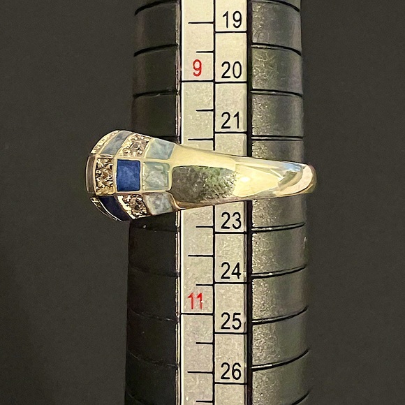 Sterling Silver Enamel Cubic Zirconia Checkerboard Ring & Pendant - Picture 6 of 10